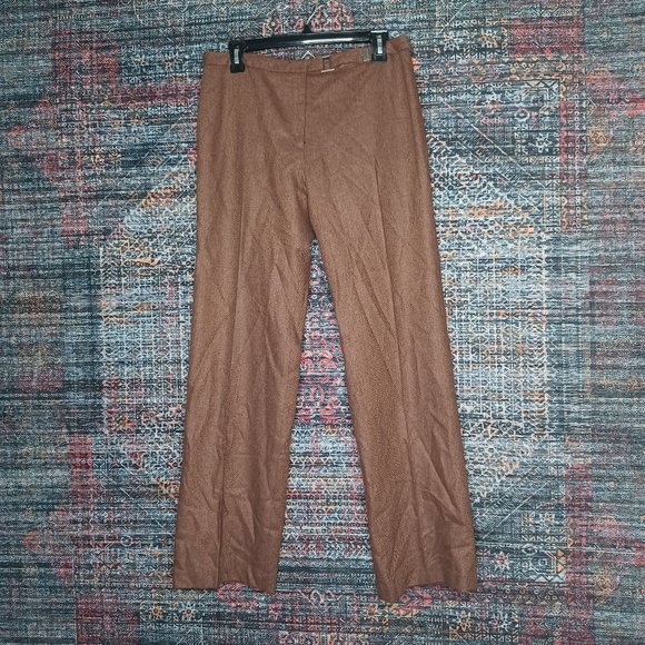 J. Crew Pants - J.CREW womens brown beige herringbone lined pleated wool dress pants 6x32 EUC